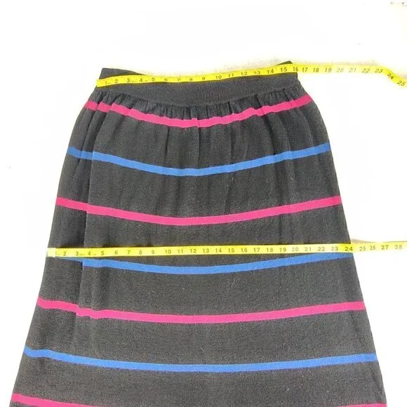 Regatta Sport Women's Wool Blend Multi Color Striped Stretchy Midi Skirt Size L - Picture 7 of 10